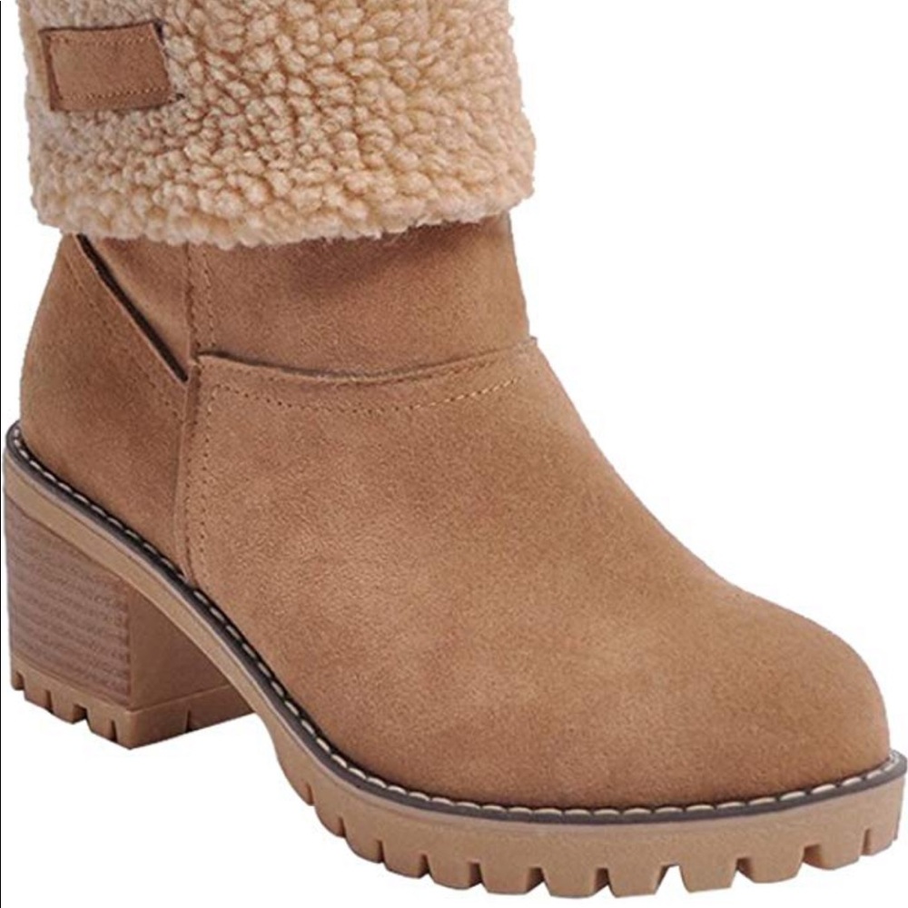 Warm Suede Chunky Round Heel booties - Picture 6 of 6
